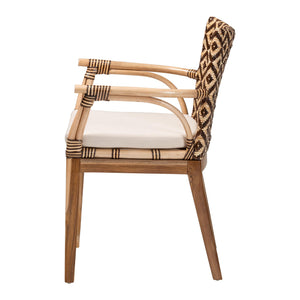 Bali & Pari Storsel Handcrafted Rattan Teak Dining Chair with Cushion Boho Coastal