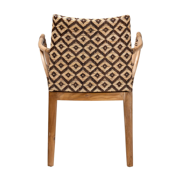 Bali & Pari Storsel Handcrafted Rattan Teak Dining Chair with Cushion Boho Coastal