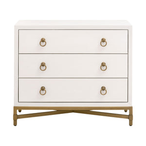 Essentials For Living Strand Shagreen 3-drawer Nightstand - Elegant Pearl White Finish With Gold Accents For Your Bedroom Pearl Shagreen,Brushed Gold Faux Shagreen Resin,Solid Acacia Wood,Plywood,Mdf,Steel Po 6120.Prl-shg/Gld