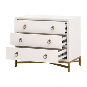 Essentials For Living Strand Shagreen 3-drawer Nightstand - Elegant Pearl White Finish With Gold Accents For Your Bedroom Pearl Shagreen,Brushed Gold Faux Shagreen Resin,Solid Acacia Wood,Plywood,Mdf,Steel Po 6120.Prl-shg/Gld