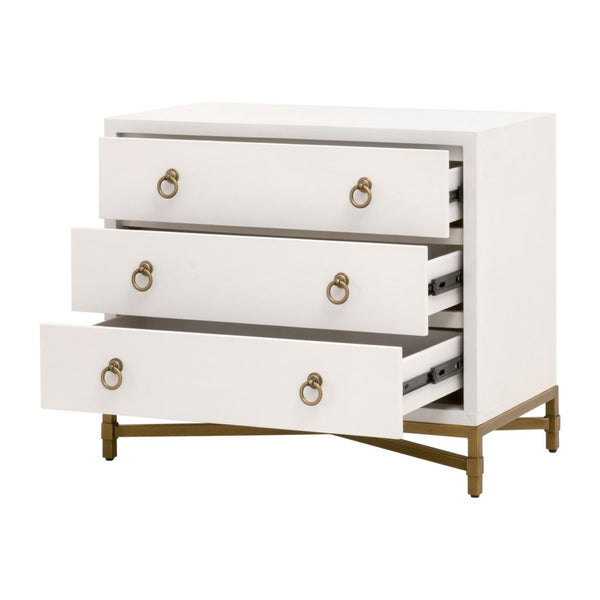 Essentials For Living Strand Shagreen 3-drawer Nightstand - Elegant Pearl White Finish With Gold Accents For Your Bedroom Pearl Shagreen,Brushed Gold Faux Shagreen Resin,Solid Acacia Wood,Plywood,Mdf,Steel Po 6120.Prl-shg/Gld