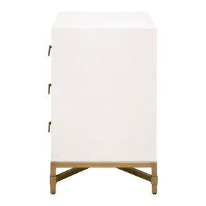 Essentials For Living Strand Shagreen 3-drawer Nightstand - Elegant Pearl White Finish With Gold Accents For Your Bedroom Pearl Shagreen,Brushed Gold Faux Shagreen Resin,Solid Acacia Wood,Plywood,Mdf,Steel Po 6120.Prl-shg/Gld