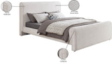 Stylus Cream Boucle Fabric King Bed StylusCream-K Meridian Furniture