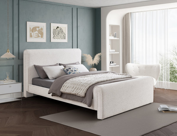 Stylus Cream Boucle Fabric King Bed StylusCream-K Meridian Furniture