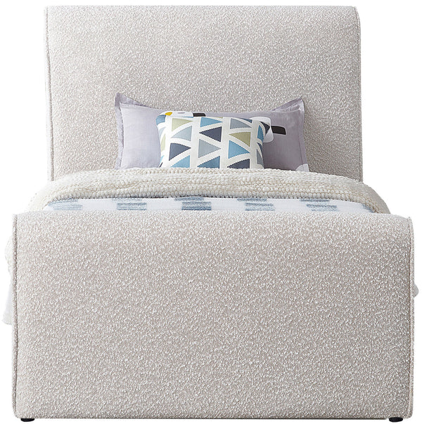 Stylus Cream Boucle Fabric Twin Bed StylusCream-T Meridian Furniture
