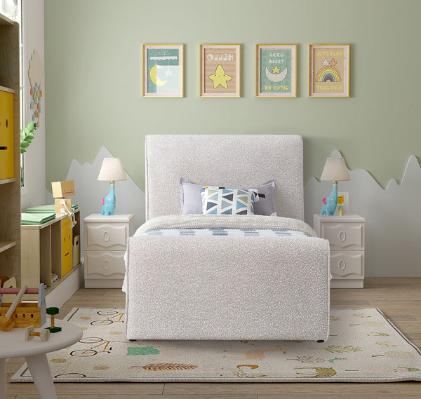 Stylus Cream Boucle Fabric Twin Bed StylusCream-T Meridian Furniture