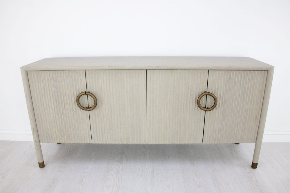 Zeugma Sydney Buffet - Elegant Light Grey Solid Wood Storage Solution With 4 Spacious Drawers & Shelf Light Grey Natural Wood Finish Solid Wood Sydney Buffet