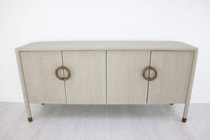 Zeugma Sydney Buffet - Elegant Light Grey Solid Wood Storage Solution With 4 Spacious Drawers & Shelf Light Grey Natural Wood Finish Solid Wood Sydney Buffet