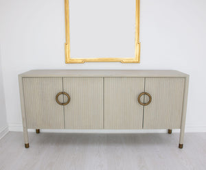 Zeugma Sydney Buffet - Elegant Light Grey Solid Wood Storage Solution With 4 Spacious Drawers & Shelf Light Grey Natural Wood Finish Solid Wood Sydney Buffet