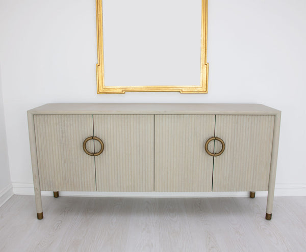 Zeugma Sydney Buffet - Elegant Light Grey Solid Wood Storage Solution With 4 Spacious Drawers & Shelf Light Grey Natural Wood Finish Solid Wood Sydney Buffet