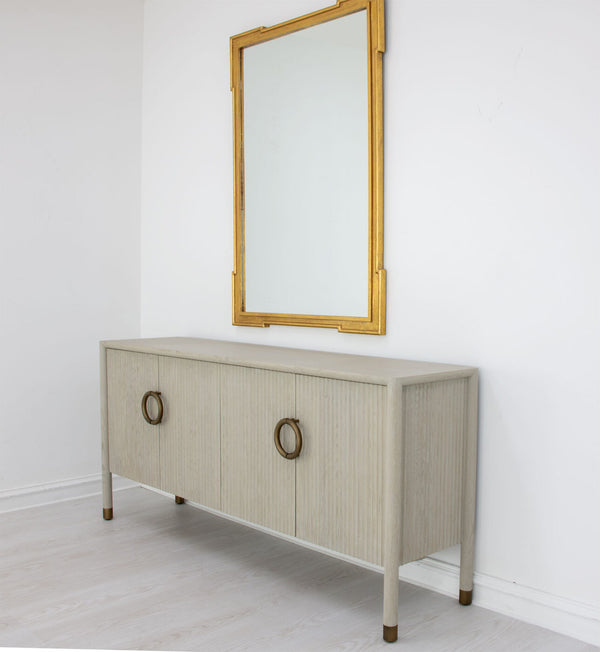 Zeugma Sydney Buffet - Elegant Light Grey Solid Wood Storage Solution With 4 Spacious Drawers & Shelf Light Grey Natural Wood Finish Solid Wood Sydney Buffet