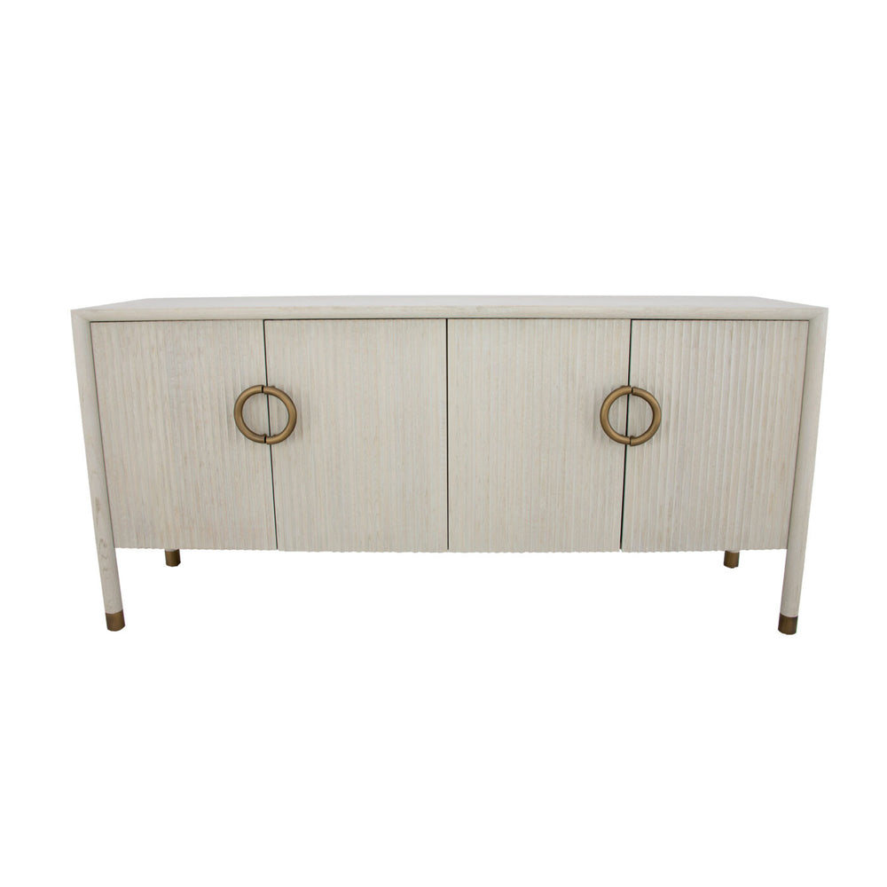 Zeugma Sydney Buffet - Elegant Light Grey Solid Wood Storage Solution With 4 Spacious Drawers & Shelf Light Grey Natural Wood Finish Solid Wood Sydney Buffet