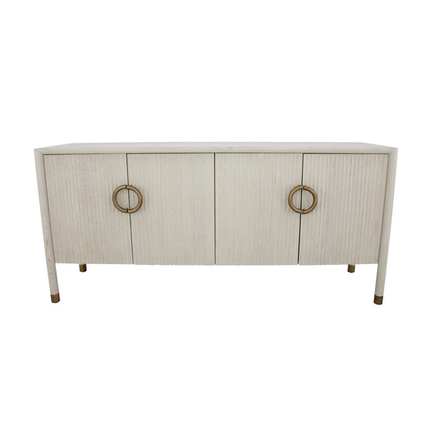 Zeugma Sydney Buffet - Elegant Light Grey Solid Wood Storage Solution With 4 Spacious Drawers & Shelf Light Grey Natural Wood Finish Solid Wood Sydney Buffet