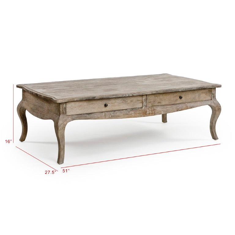Zentique Arles Solid Oak Coffee Table — Low-Profile Scandinavian Design, Light Oak Finish, Durable Surface (W51xH16xD27.5) T013 E272