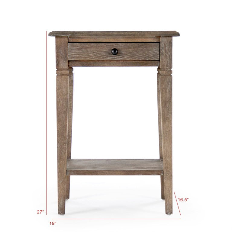 Zentique Claude Oak End Table with Slim Footprint, Tapered Legs & Durable Solid Veneer for Modern Spaces T019 E272