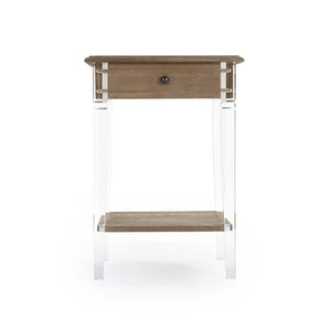 Zentique Claude Acrylic End Table with Oak Accents — Clear Modern Minimalist Side Table for Small Spaces T019 E272 ARC