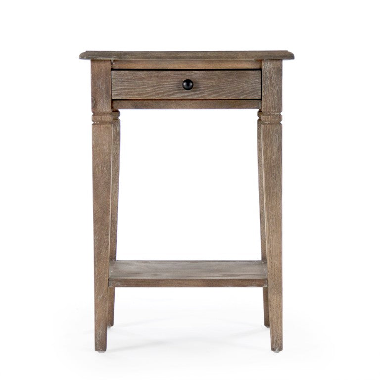 Zentique Claude Oak End Table with Slim Footprint, Tapered Legs & Durable Solid Veneer for Modern Spaces T019 E272