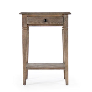 Zentique Claude Oak End Table with Slim Footprint, Tapered Legs & Durable Solid Veneer for Modern Spaces T019 E272