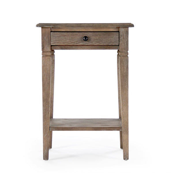 Zentique Claude Oak End Table with Slim Footprint, Tapered Legs & Durable Solid Veneer for Modern Spaces T019 E272
