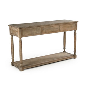 Zentique Bruno Oak Console Table — Slim 56" Entryway Console with Tapered Legs, Natural Grain & Versatile Use T069 E272