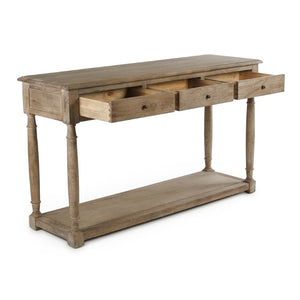 Zentique Bruno Oak Console Table — Slim 56" Entryway Console with Tapered Legs, Natural Grain & Versatile Use T069 E272