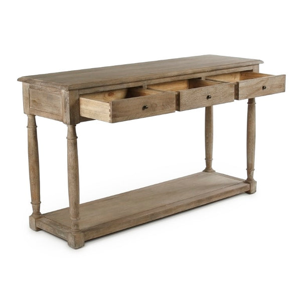 Zentique Bruno Oak Console Table — Slim 56" Entryway Console with Tapered Legs, Natural Grain & Versatile Use T069 E272