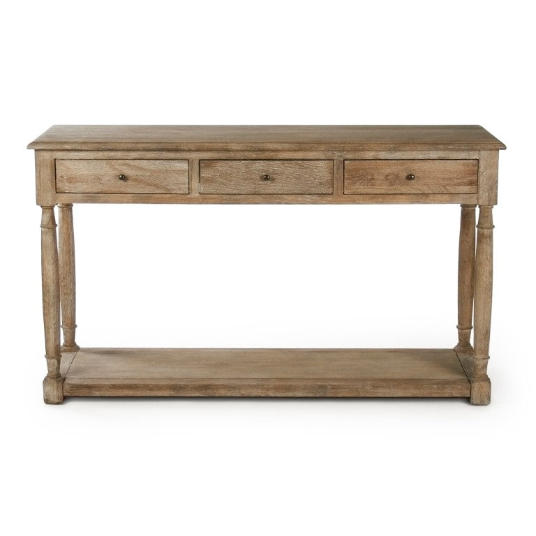 Zentique Bruno Oak Console Table — Slim 56" Entryway Console with Tapered Legs, Natural Grain & Versatile Use T069 E272
