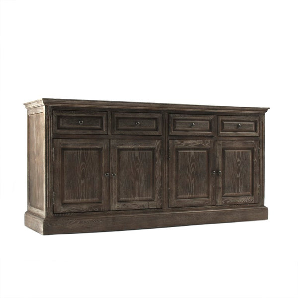 Zentique Albert Buffet Solid Oak Sideboard with Generous Storage, Timeless Craftsmanship, Warm Finish for Dining & Living Rooms Limed Charcoal Oak T105 E271
