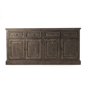 Zentique Albert Buffet Solid Oak Sideboard with Generous Storage, Timeless Craftsmanship, Warm Finish for Dining & Living Rooms Limed Charcoal Oak T105 E271
