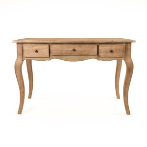 Zentique Selene Solid Oak Desk with Minimalist Design, Durable Finish, Spacious Surface for Home Office Use T135 E272
