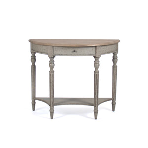 Demi Lune Wall Console Reclaimed Oak, Distressed Olive Green Birch T136 E255-3 432 Zentique