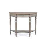 Demi Lune Wall Console Reclaimed Oak, Distressed Olive Green Birch T136 E255-3 432 Zentique