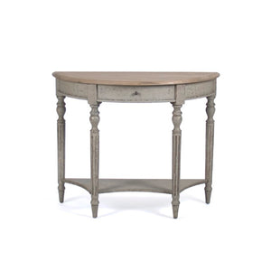Zentique Demi Oak-Birch Wall Console — Half-Moon Entryway Shelf, Space-Saving Mountable Accent Table (39"W) T136 E255-3 432