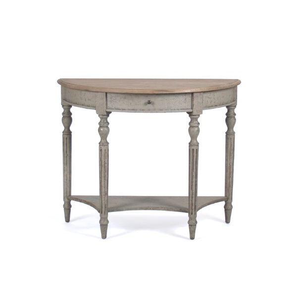 Zentique Demi Oak-Birch Wall Console — Half-Moon Entryway Shelf, Space-Saving Mountable Accent Table (39"W) T136 E255-3 432
