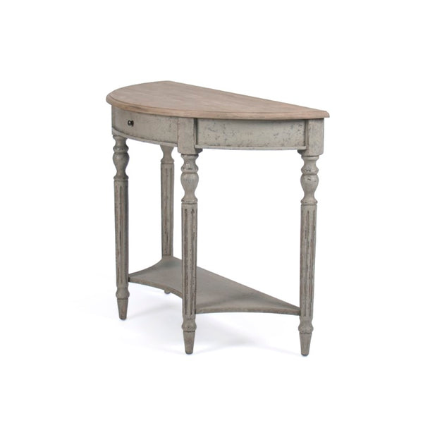 Zentique Demi Oak-Birch Wall Console — Half-Moon Entryway Shelf, Space-Saving Mountable Accent Table (39"W) T136 E255-3 432