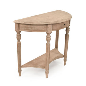 Zentique Demi Oak Wall Console Table 39"W x 32"H – Half-Moon Space-Saving Entryway Accent with Warm Finish T136 E272