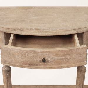 Zentique Demi Oak Wall Console Table 39"W x 32"H – Half-Moon Space-Saving Entryway Accent with Warm Finish T136 E272