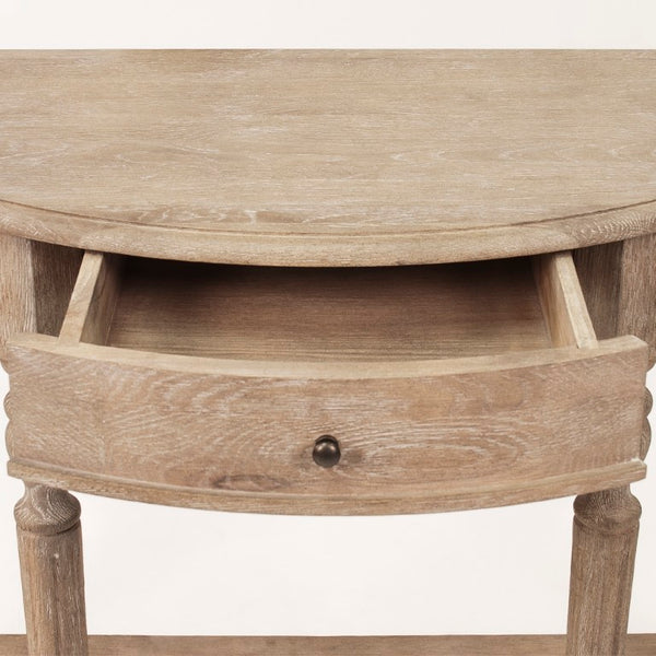 Zentique Demi Oak Wall Console Table 39"W x 32"H – Half-Moon Space-Saving Entryway Accent with Warm Finish T136 E272