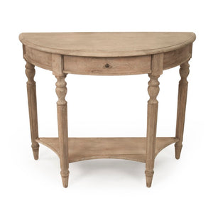 Zentique Demi Oak Wall Console Table 39"W x 32"H – Half-Moon Space-Saving Entryway Accent with Warm Finish T136 E272