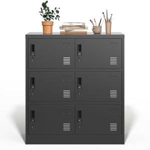 English Elm 6-Door Steel Employee Locker with Ventilation Card Slots for Gym Office or School T2398P205946