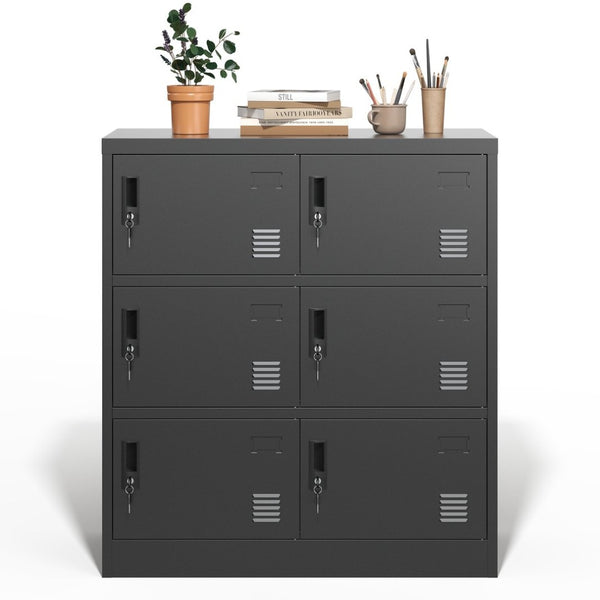 English Elm 6-Door Steel Employee Locker with Ventilation Card Slots for Gym Office or School T2398P205946