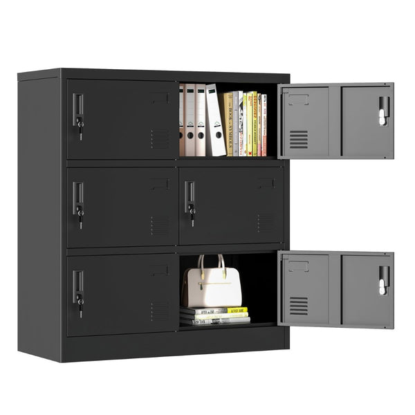 English Elm 6-Door Steel Employee Locker with Ventilation Card Slots for Gym Office or School T2398P205946