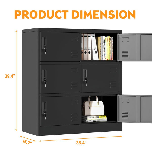 English Elm 6-Door Steel Employee Locker with Ventilation Card Slots for Gym Office or School T2398P205946