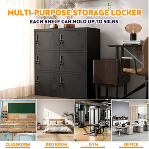 English Elm 6-Door Steel Employee Locker with Ventilation Card Slots for Gym Office or School T2398P205946