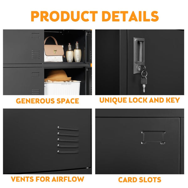 English Elm 6-Door Steel Employee Locker with Ventilation Card Slots for Gym Office or School T2398P205946