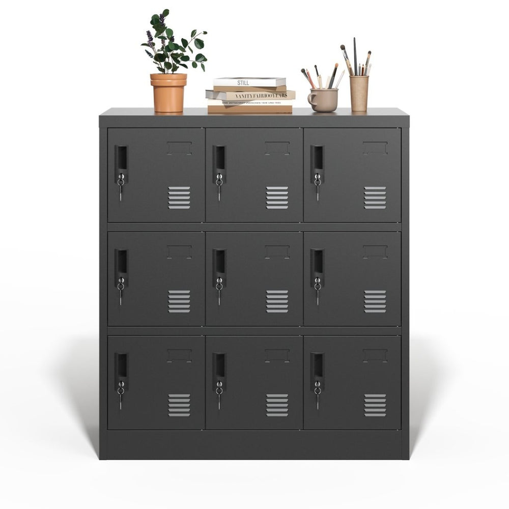 English Elm 9-Door Steel Storage Locker Powder Coat Finish with Key Lock and Card Slot for Gym Office T2398P205947