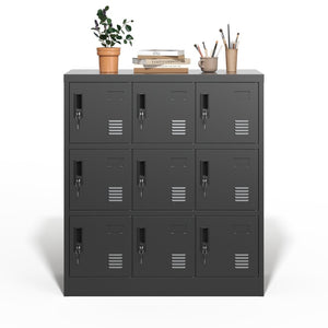 English Elm 9-Door Steel Storage Locker Powder Coat Finish with Key Lock and Card Slot for Gym Office T2398P205947