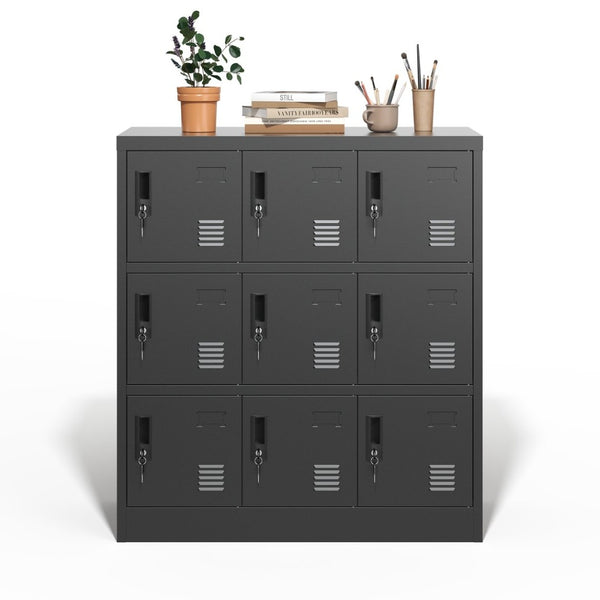 English Elm 9-Door Steel Storage Locker Powder Coat Finish with Key Lock and Card Slot for Gym Office T2398P205947