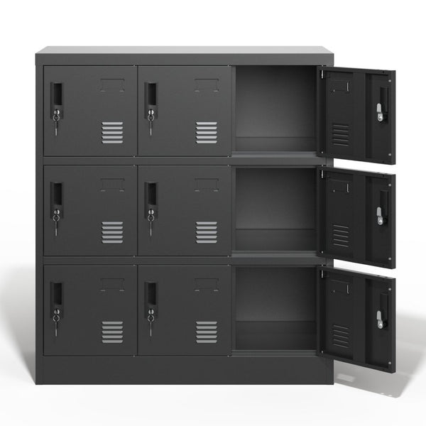 English Elm 9-Door Steel Storage Locker Powder Coat Finish with Key Lock and Card Slot for Gym Office T2398P205947