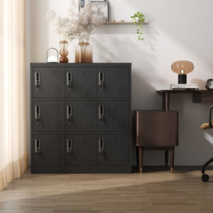 English Elm 9-Door Steel Storage Locker Powder Coat Finish with Key Lock and Card Slot for Gym Office T2398P205947